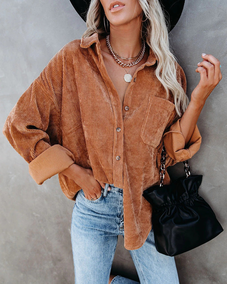 Roxane™ | Vintagelook ribfluwelen overhemd