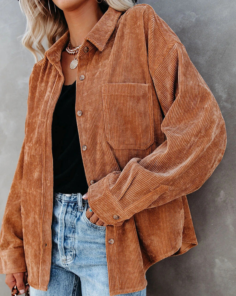 Roxane™ | Vintagelook ribfluwelen overhemd