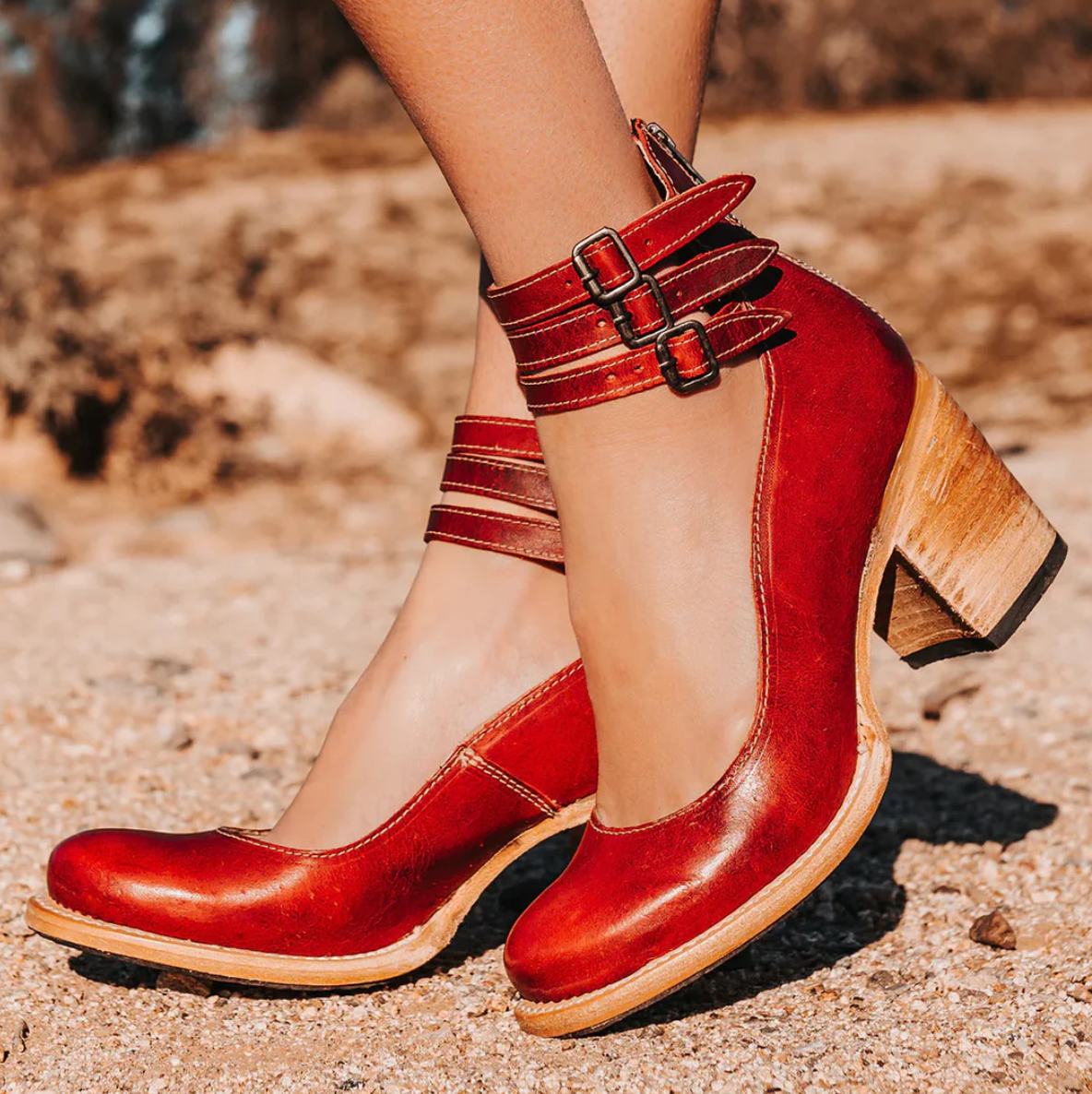 Monica™ | Vintage look Leren Hakken