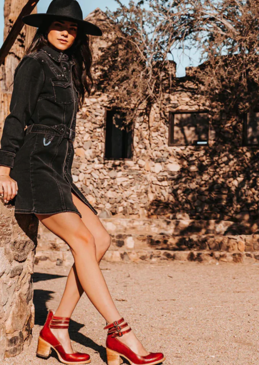 Monica™ | Vintage look Leren Hakken