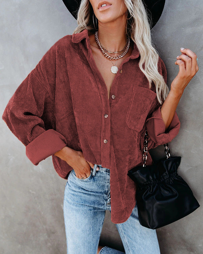 Roxane™ | Vintagelook ribfluwelen overhemd