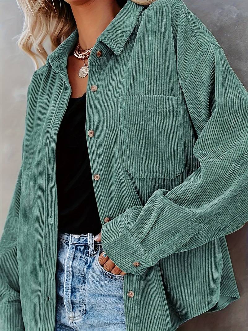 Roxane™ | Vintagelook ribfluwelen overhemd