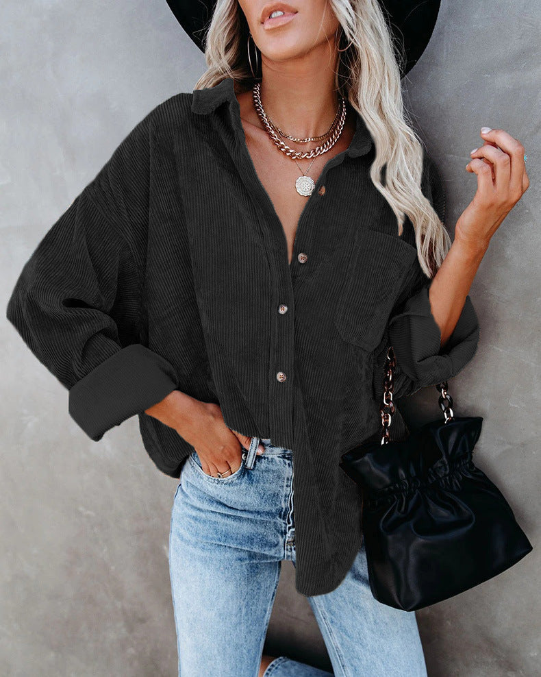 Roxane™ | Vintagelook ribfluwelen overhemd