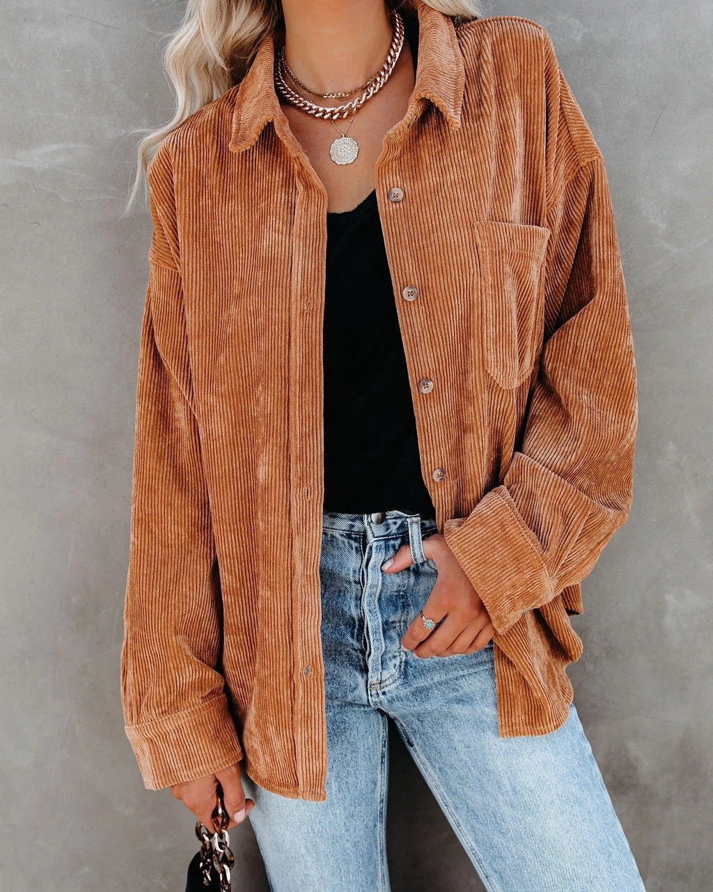 Roxane™ | Vintagelook ribfluwelen overhemd