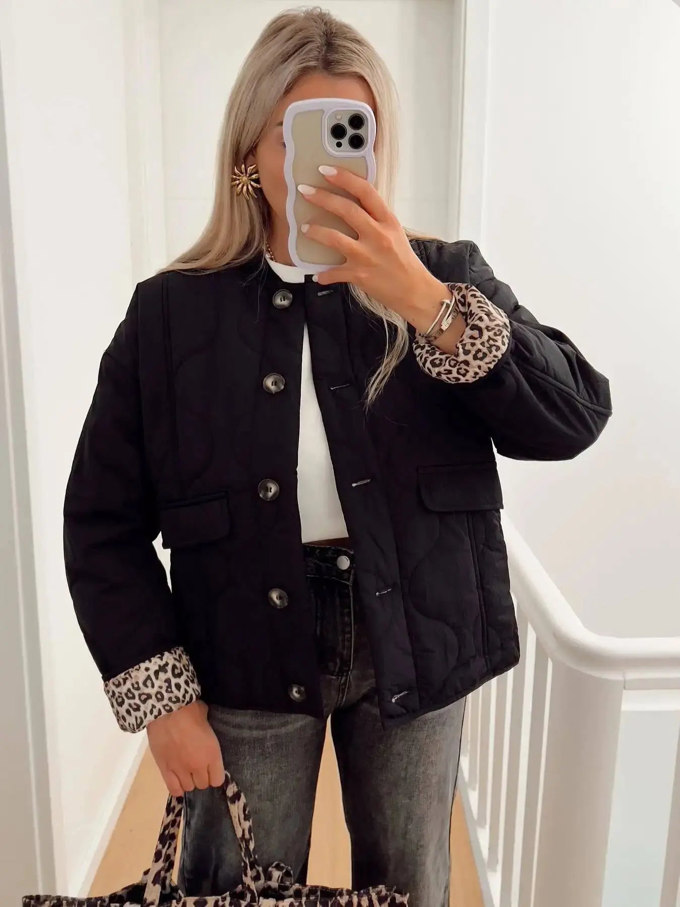 Nathalie™ | katoenen jack met luipaardmotief