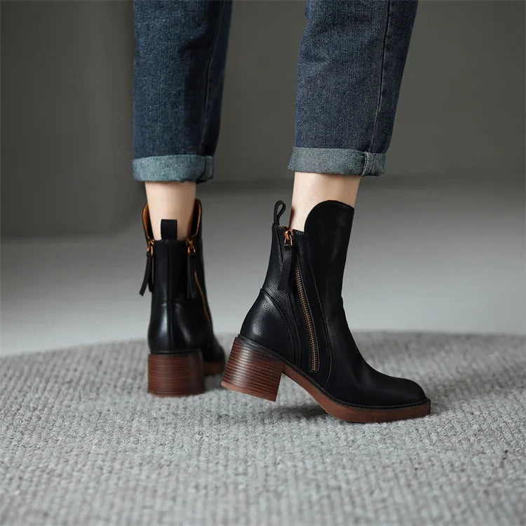 Sylvie™ | Leren enkellaarsjes