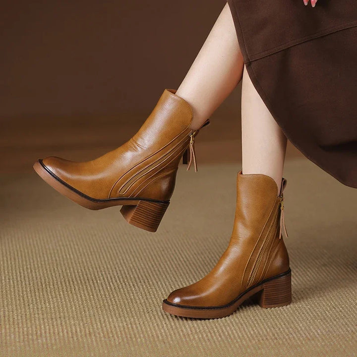 Sylvie™ | Leren enkellaarsjes