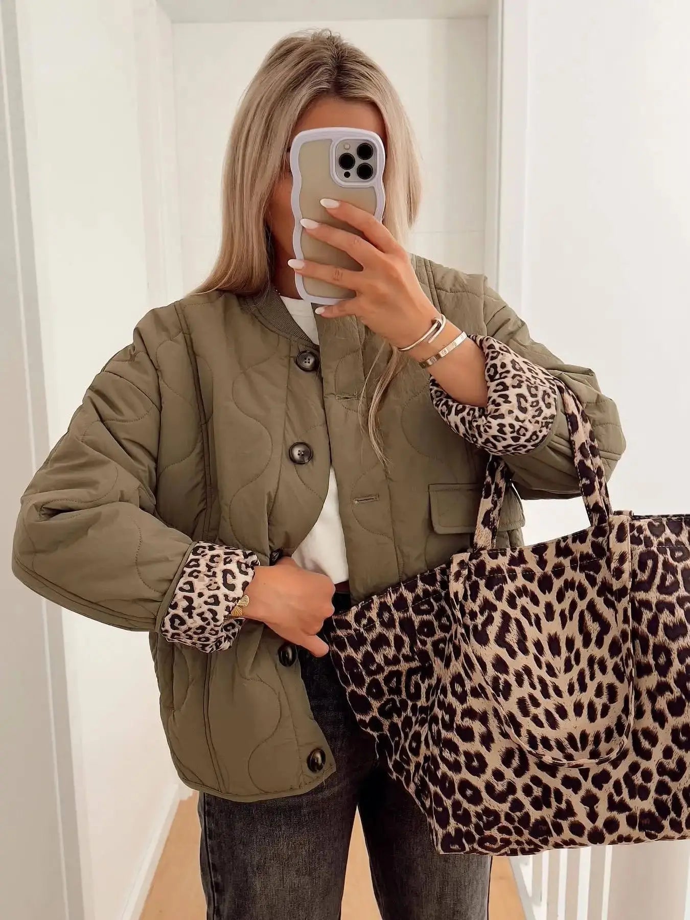 Nathalie™ | katoenen jack met luipaardmotief