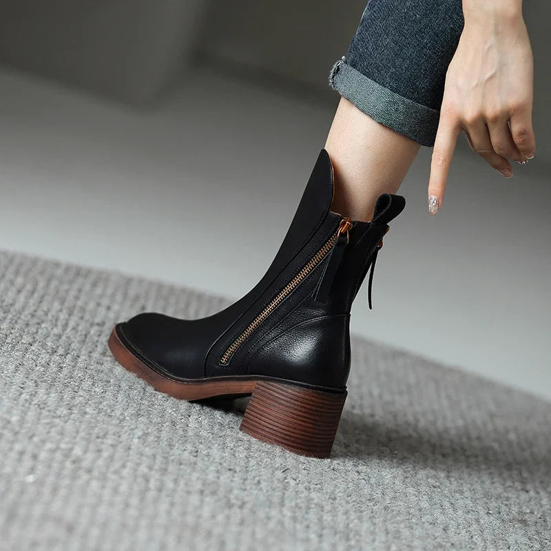 Sylvie™ | Leren enkellaarsjes