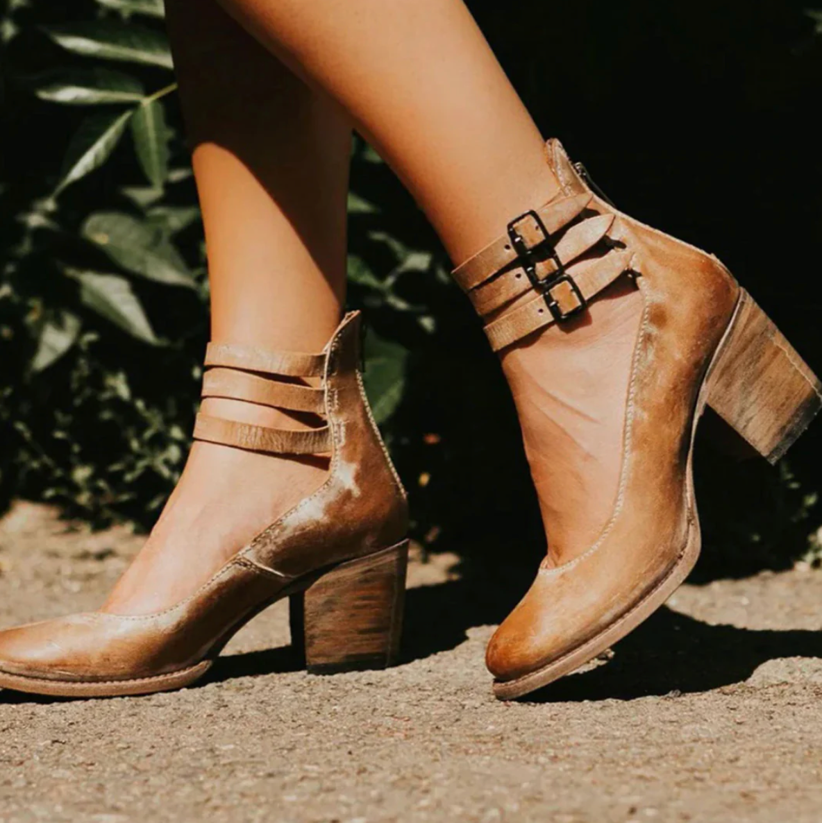 Monica™ | Vintage look Leren Hakken