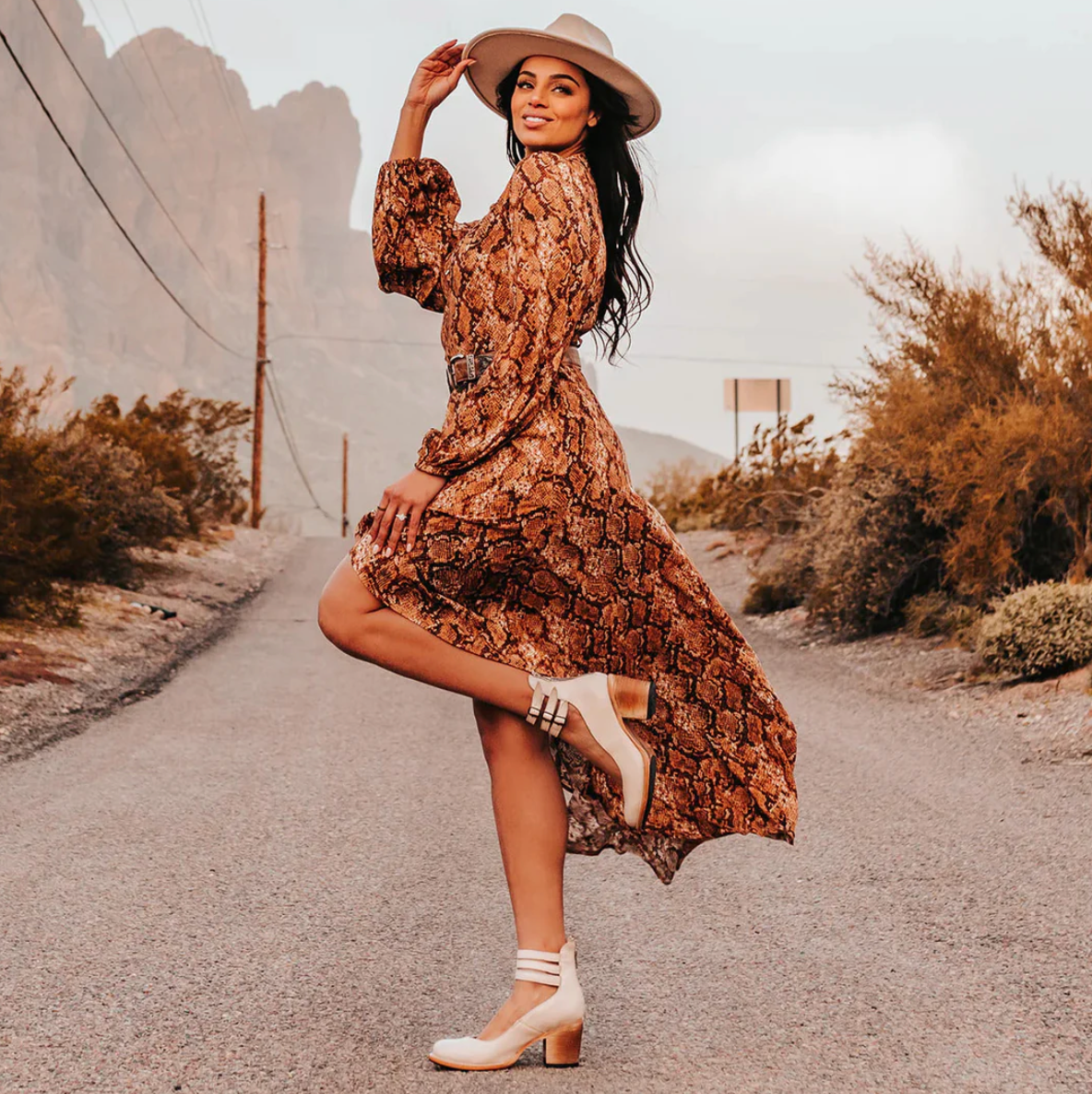 Monica™ | Vintage look Leren Hakken