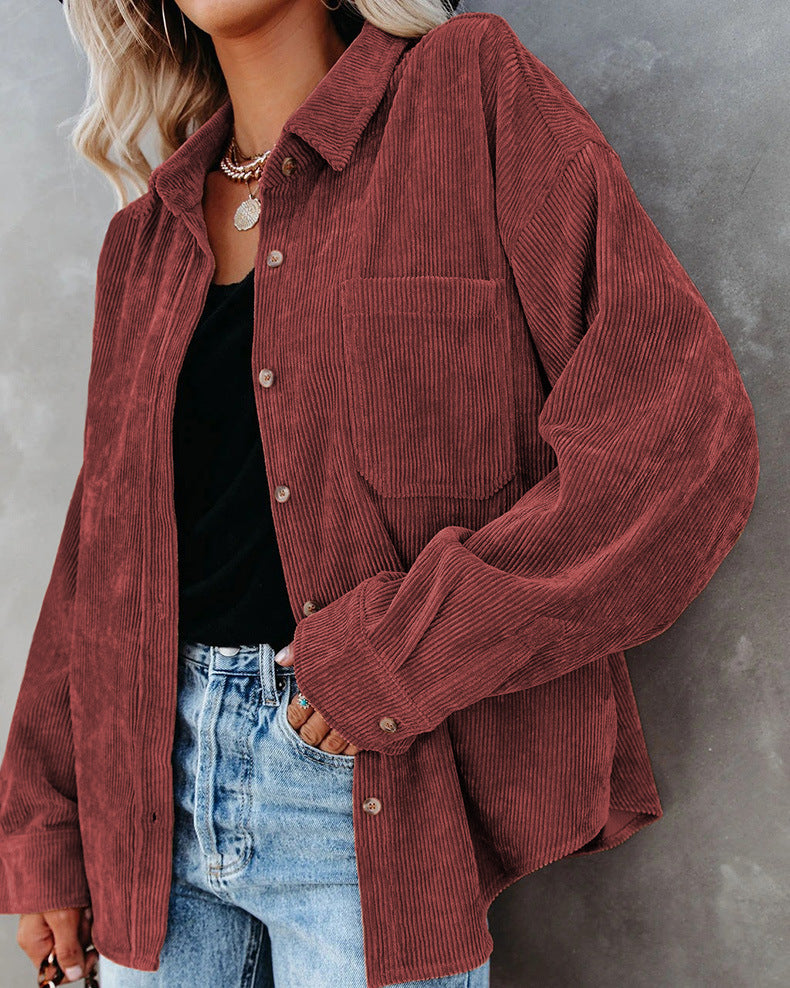 Roxane™ | Vintagelook ribfluwelen overhemd